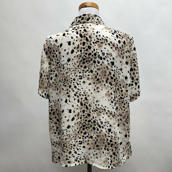Alfred Dunner Women's Top Size 18 Beige Black Gray Multicolor Short Sleeve - Picture 3 of 6